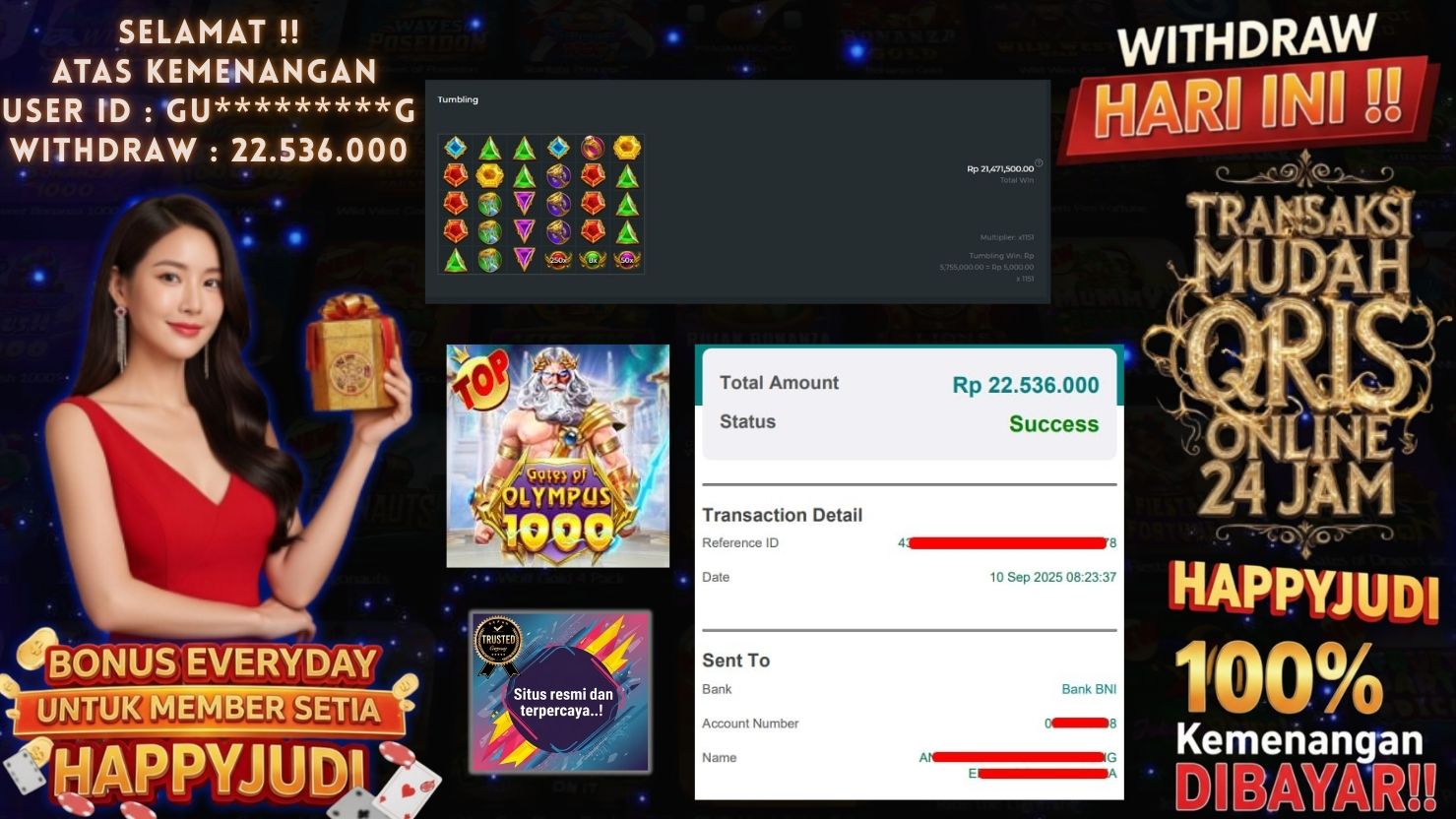 HAPPYJUDI JACKPOT SLOT GATES OF OLYMPUS 1000